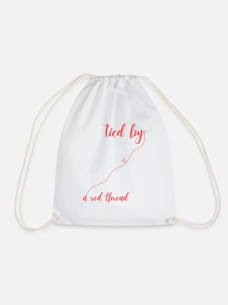 Red thread - Drawstring Bag - white
