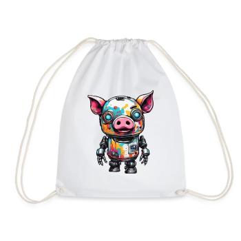 Robot Animal / AI / Mechanized Animals / Comic - Drawstring Bag - white - Front