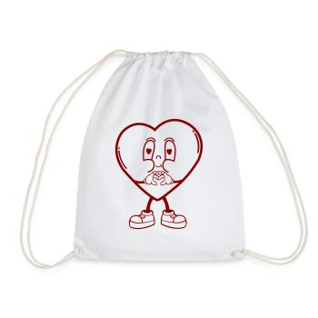 heart mr - Drawstring Bag - white - Front