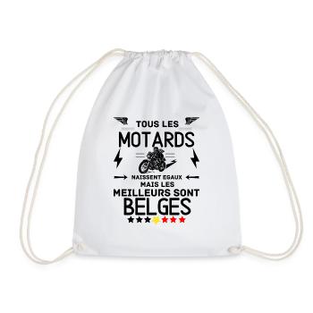 THE BEST BIKERS ARE BELGIAN - Drawstring Bag - white - Front