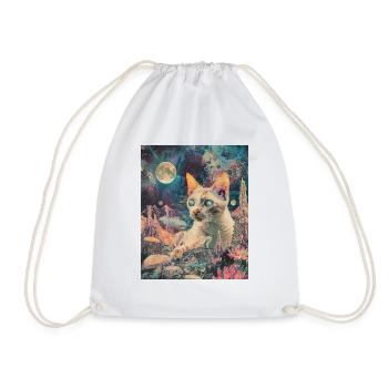 A Feline's Laser-Lit Odyssey - Drawstring Bag - white - Front