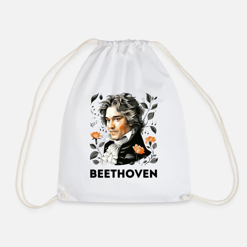 Ludwig van Beethoven - Drawstring Bag - white