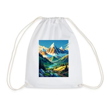 Mountain beauty with trees and a river - Drawstring Bag - white - Front