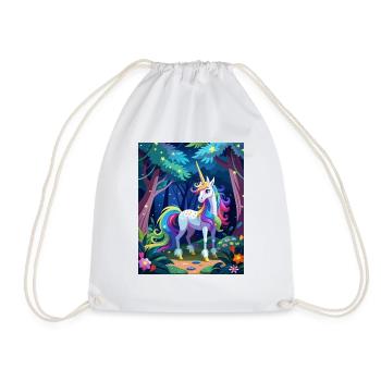 Magical unicorn in the forest - Drawstring Bag - white - Front