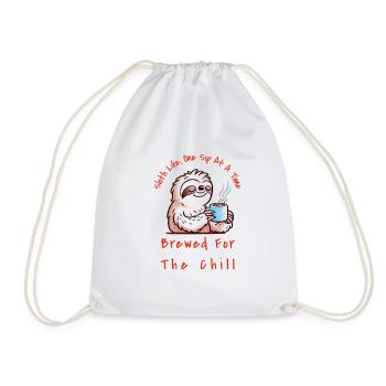 Slow Brew, Sloth Life - Drawstring Bag - white - Front