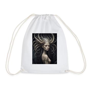 alien parasite took control over a woman monster - Drawstring Bag - white - Front