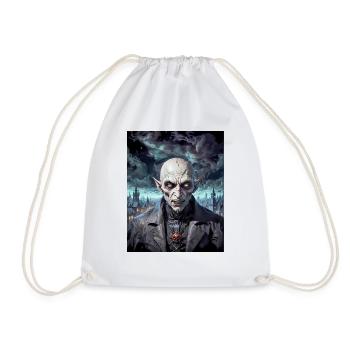 vampire Nosferatu monster dark horror scary - Drawstring Bag - white - Front