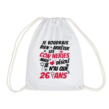 connerie 26 ans / cadeau anniversaire 26 ans - Sac de sport léger - blanc - Devant