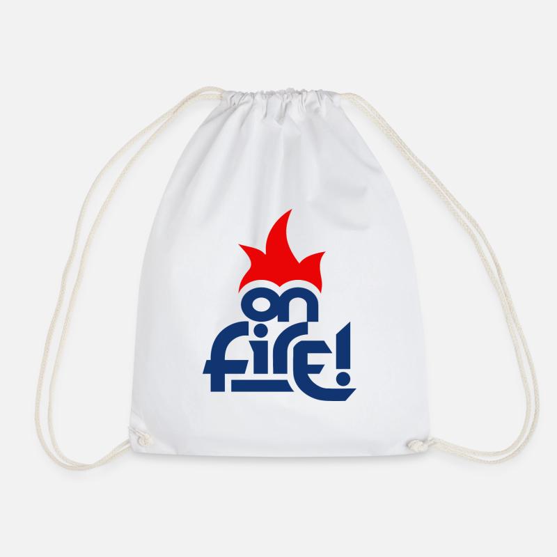 On Fire (Blue & Red) - Drawstring Bag - white