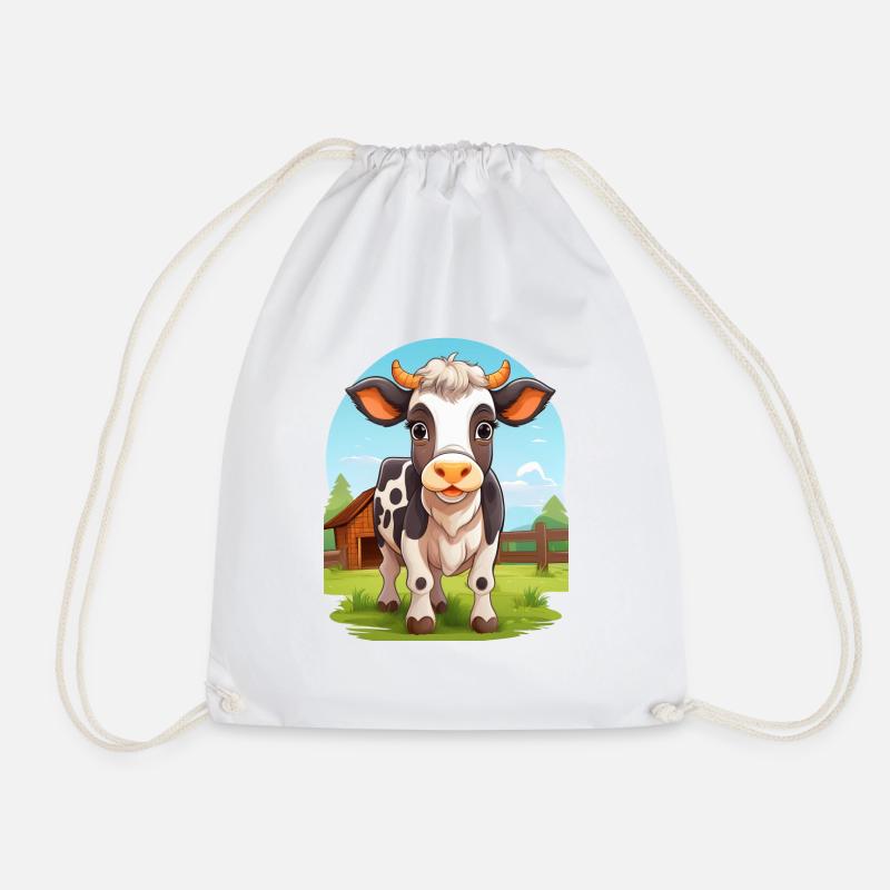 Cow in the pasture - Drawstring Bag - white