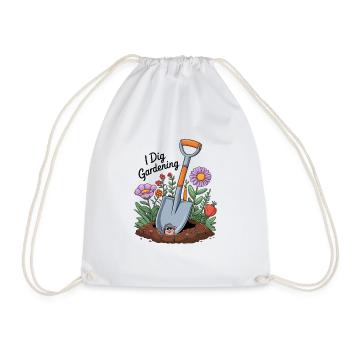 I Dig Gardening - Drawstring Bag - white - Front