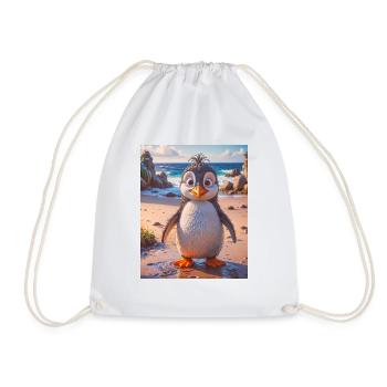 super cute birds around the world – Pinguin - Drawstring Bag - white - Front