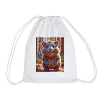 super cute Australian animal Down Under Wombat - Drawstring Bag - white - Front