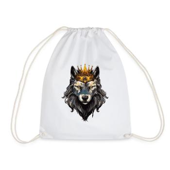 Wolf Animal Crown - Drawstring Bag - white - Front