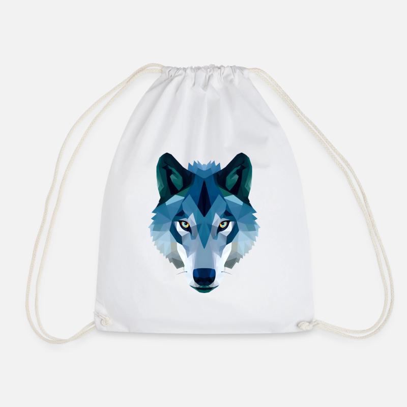 Low Polygon Wolf in Blau und Weiß - Turnbeutel - Weiß