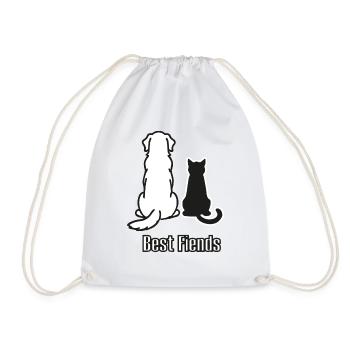 Chien et chat - Conception « Best Fiends » - Sac de sport léger - blanc - Devant