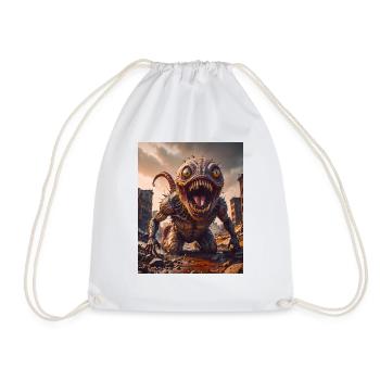 mutant monster half men half insect dark horror - Drawstring Bag - white - Front