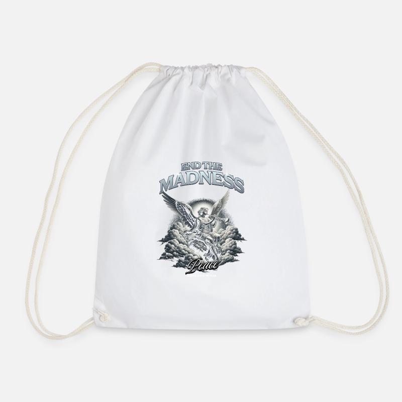 End The Madness, Stop Because Madness - Drawstring Bag - white