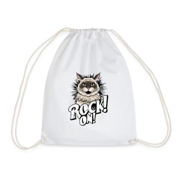 Katze - Rock on - Turnbeutel - Weiß - Vorne