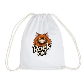 Cat - Rock on - Drawstring Bag - white - Front