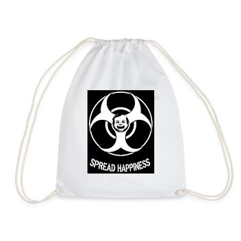 SpreadHappiness black background - Drawstring Bag - white - Front