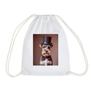 Chien schnauzer portant un chapeau haut de forme et un nœud papillon - Sac de sport léger - blanc - Devant