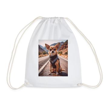 super cute dogs fashion victims Chihuahua biker - Drawstring Bag - white - Front