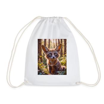 super cute african animals– Bat-eared Fox - Drawstring Bag - white - Front