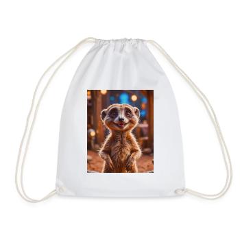 super cute african animals– Meerkat - Drawstring Bag - white - Front