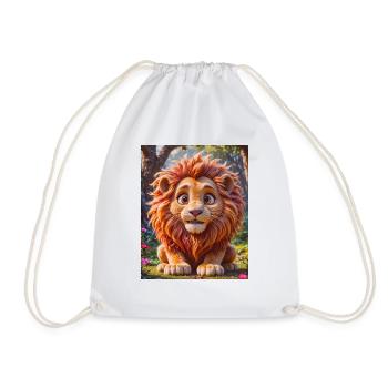 super cute african animals– lion - Drawstring Bag - white - Front