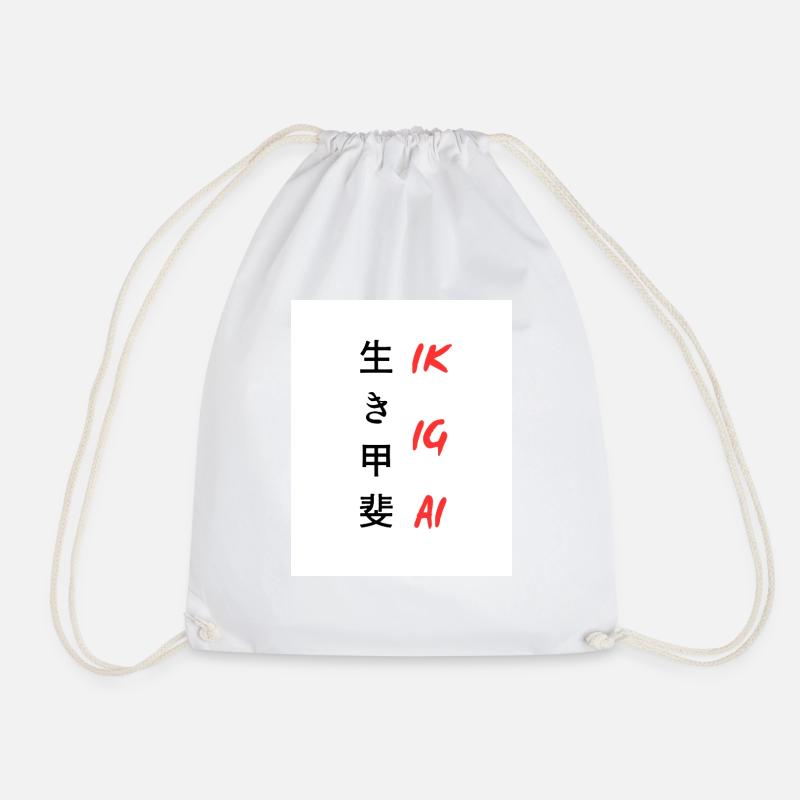"Ikigai" in japanischem Textdesign geschrieben - Turnbeutel - Weiß