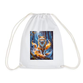 Eleganter mehrschwänziger Kitsune mit leuchtendem Fuchsfeuer - Turnbeutel - Weiß - Vorne