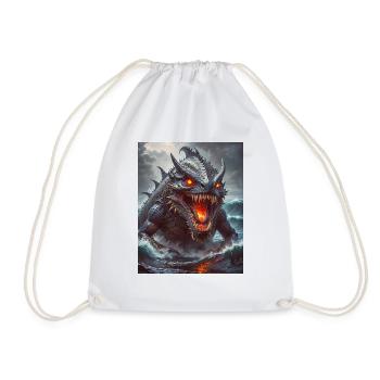 Akugyo Demonic sea monster with glowing eyes and r - Drawstring Bag - white - Front