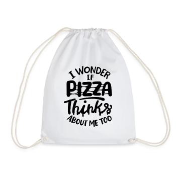 I wonder if Pizza thinks about me too - Turnbeutel - Weiß - Vorne