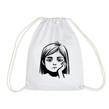 fille enfant tête visage se sentir sans joie triste - Sac de sport léger - blanc - Devant