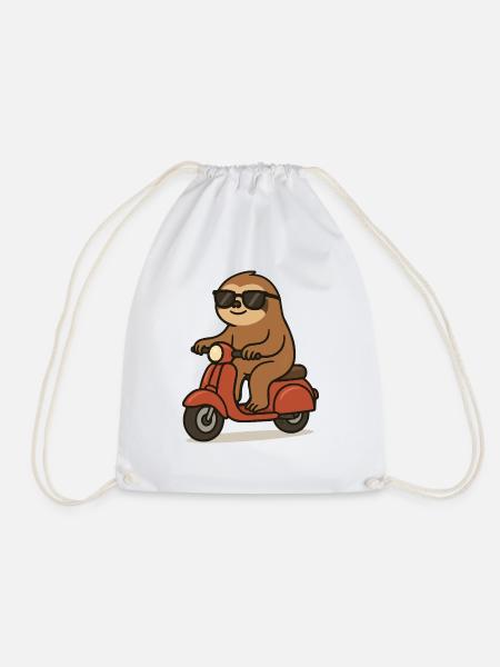 faultier comic moped - Turnbeutel - Weiß