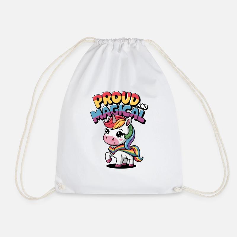 Proud And Magical - Drawstring Bag - white