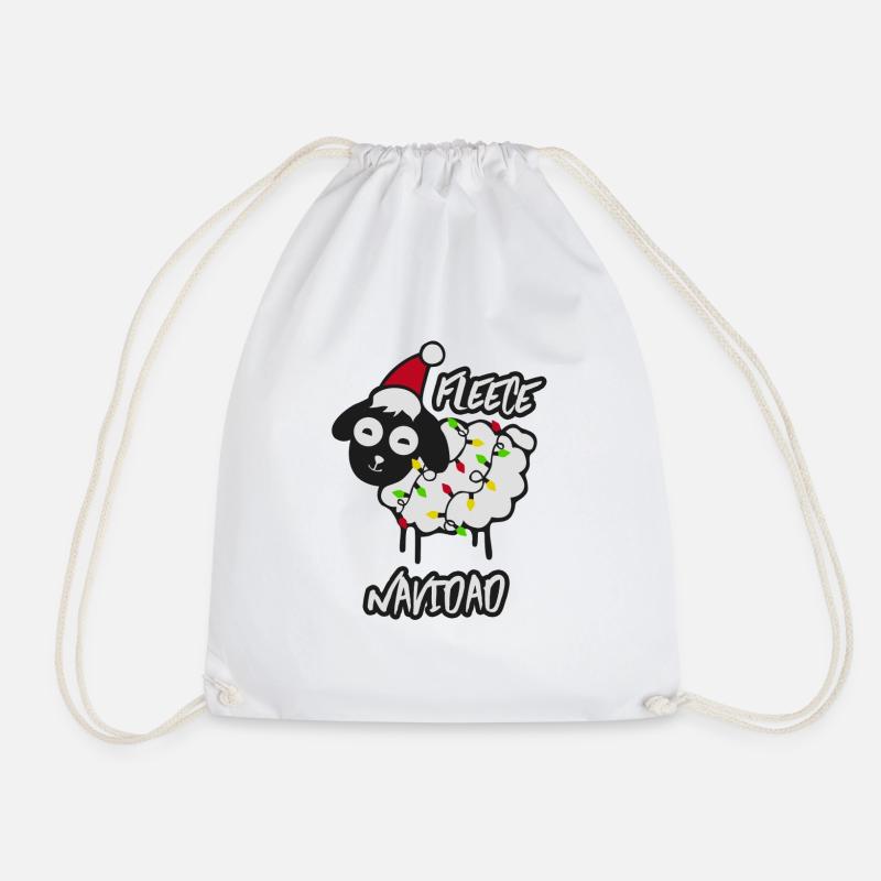 Fleece Navidad sheep - Drawstring Bag - white