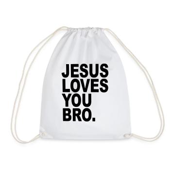 Jésus t'aime Bro cadeau religieux drôle - Sac de sport léger - blanc - Devant