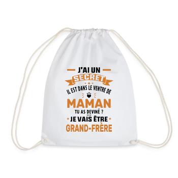 Secret Cadeau Annonce Grossesse Grand-Frère - Sac de sport léger - blanc - Devant