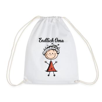 Endlich Oma - Baby - Geburt - Großmutter -Geschenk - Turnbeutel - Weiß - Vorne