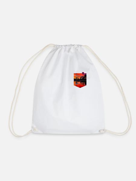 breast pocket - Drawstring Bag - white
