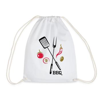 BBQ, barbecue, grill, cook - Drawstring Bag - white - Front