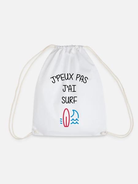 Surf / Surfeur / Sport / Sportif / J'peux pas - Drawstring Bag - white