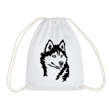 Husky head - Drawstring Bag - white - Front