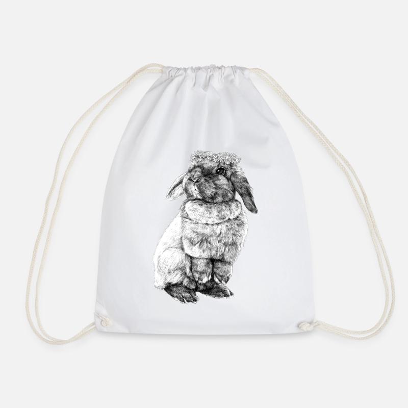 Daisy flower crown - Drawstring Bag - white
