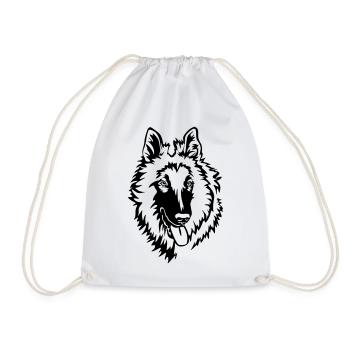 Tervueren head - Drawstring Bag - white - Front