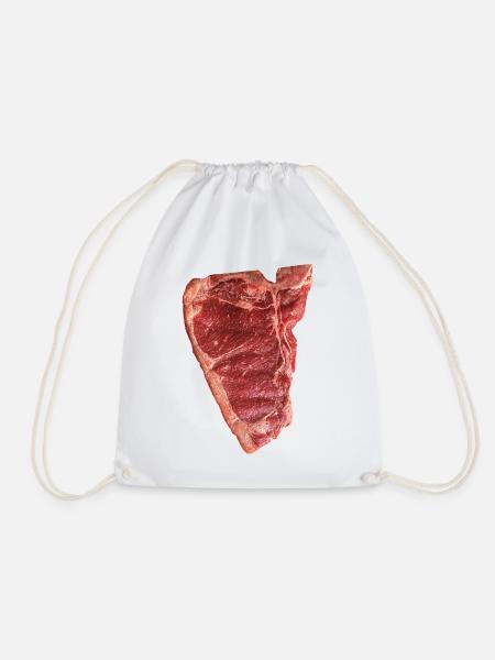 Rohes Steakgrafik Shirt - Turnbeutel - Weiß