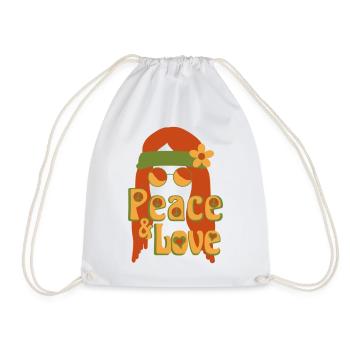 Peace and Love - Drawstring Bag - white - Front