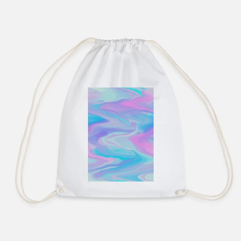 Pastel Waves - Drawstring Bag - white